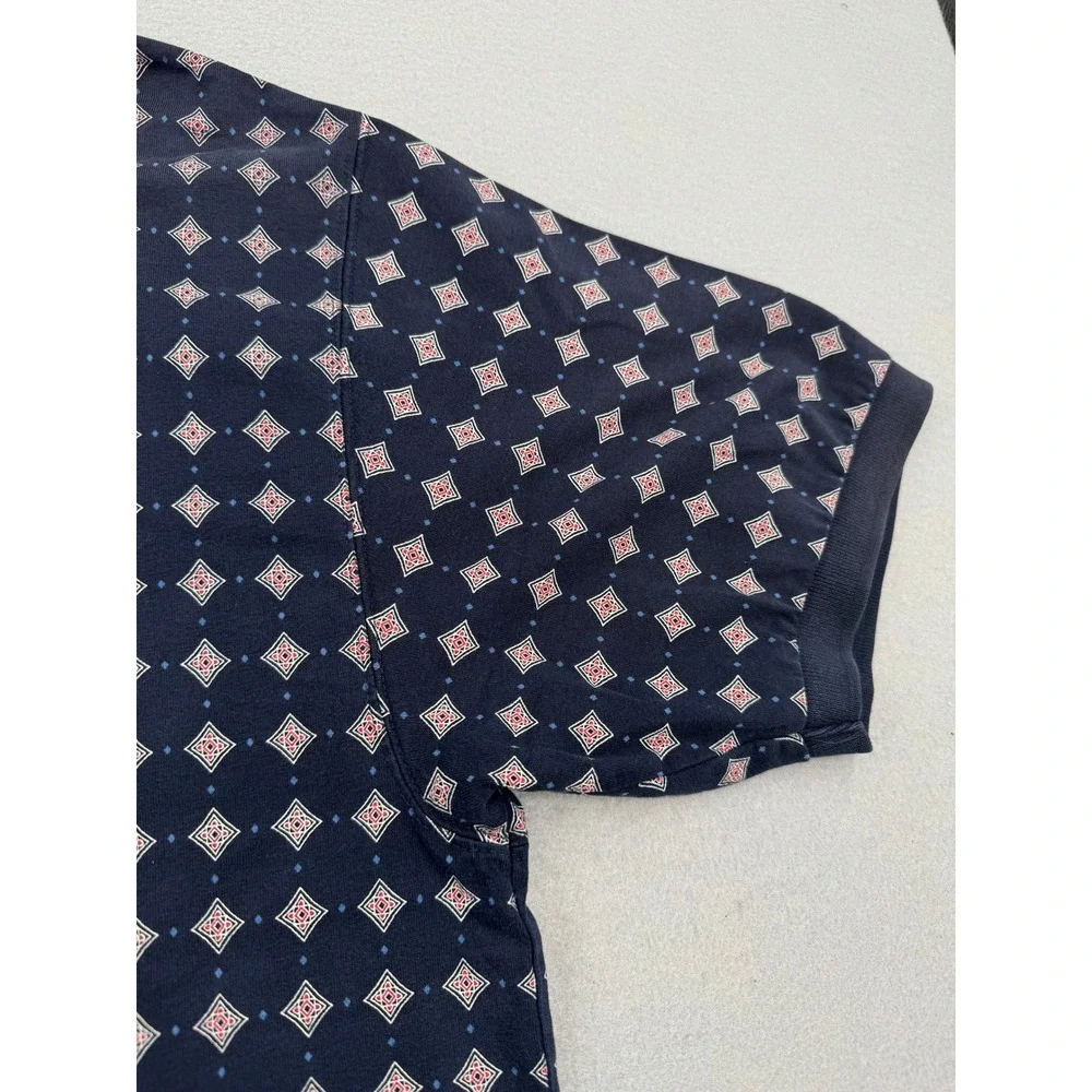 VTG Chaps Ralph Lauren Short Sleeve Polo‎ Shirt Men's M Blue Diamond Dotted